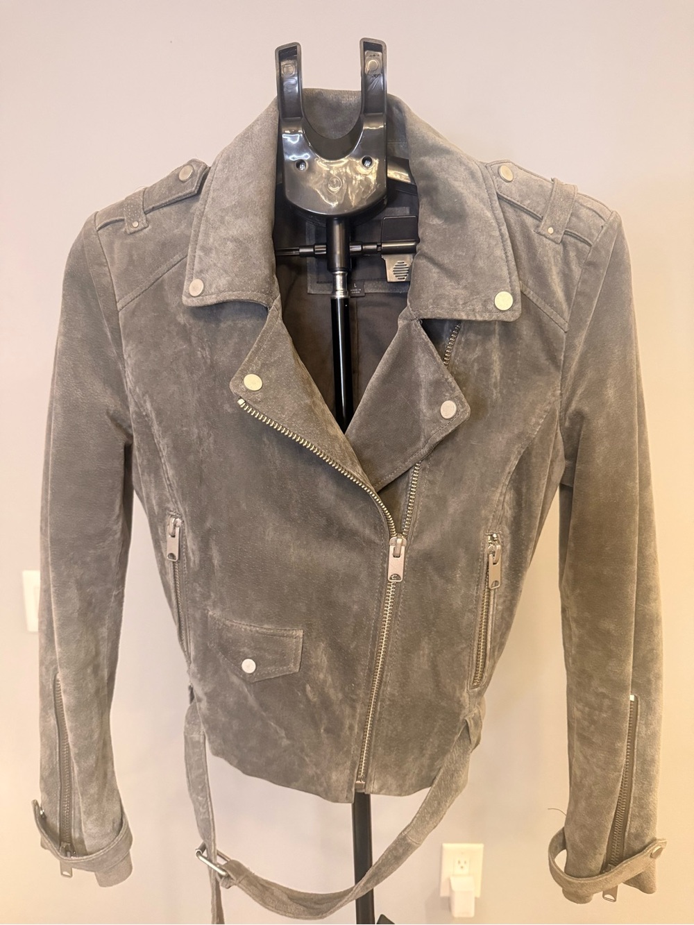 Marc New York Grey Suede Moto Jacket